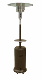 87" Tall Outdoor Patio Heater with Table- Hammered Gold or Silver
