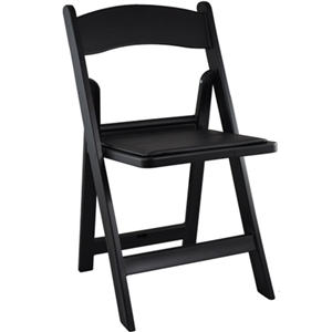Black Resin or Wooden Padded Folding Chair