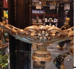 Gold carved and embellished head table oblong vase/ flower holder