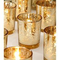 Gold Mercury Glass Votive Candle Holders